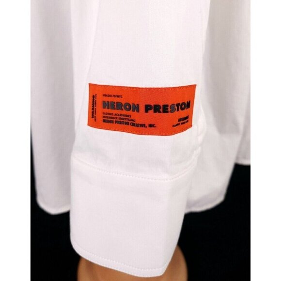 Heron Preston Cotton Twill Poplin Shirt M Mens White - Picture 6 of 16